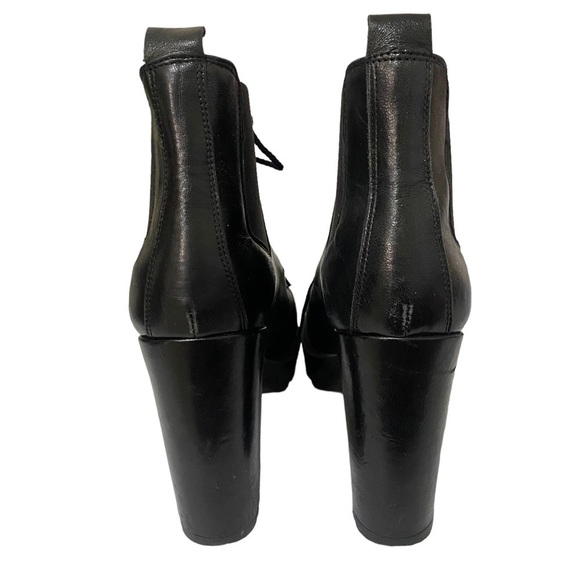 Atos Lombardini Black Italian Leather Chunky High Heel Lace Up Boot EU 39 US 8.5 - Picture 6 of 10